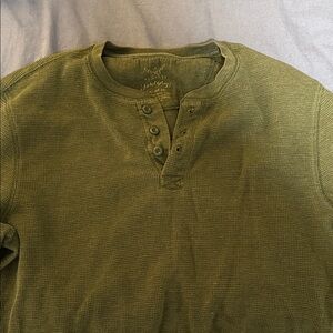 Faded Glory Olive Green Long Sleeve Henley